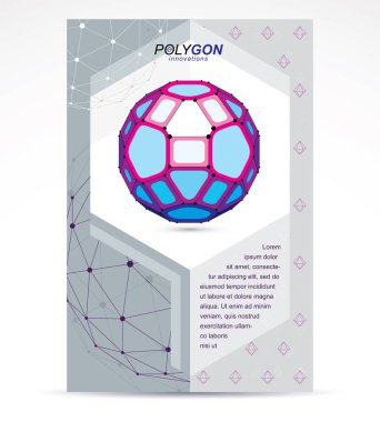 Dijital teknolojilerin şirket reklam el ilanı. Soyut vektör 3d geometrik renkli düşük Poli nesnesi.