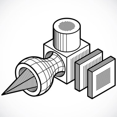 Soyut izometrik inşaat, vektör.