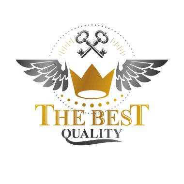 İmparatorluk tacı amblemi. Heraldic Coat of Arms, klasik vektör logosu. Eski logotip beyaz arkaplanda izole edildi.