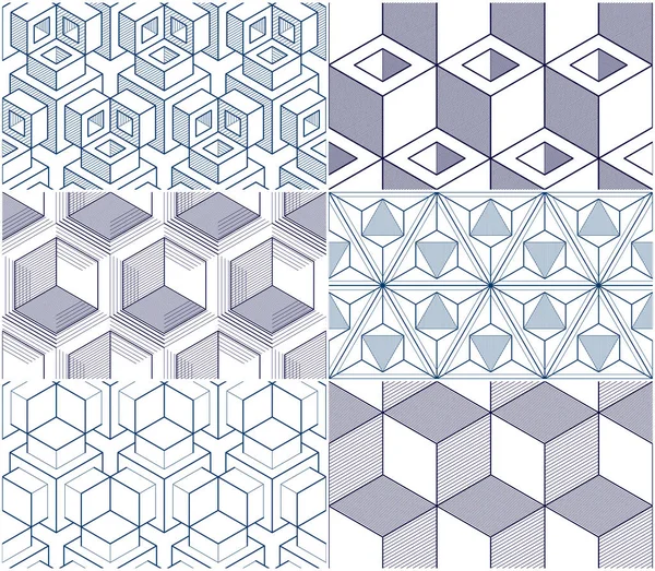 Cubes Géométriques Motifs Abstraits Sans Couture Ensemble Collection Arrière Plans — Image vectorielle