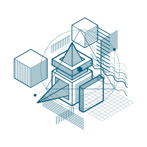 Fond Vectoriel Avec Des Lignes Isométriques Abstraites Des Figures Modèle — Image vectorielle