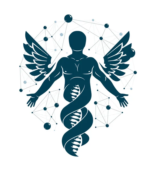 Vektorgrafik Illustration Stark Hane Avbildad Som Dna Strängar Fortsättning Och — Stock vektor