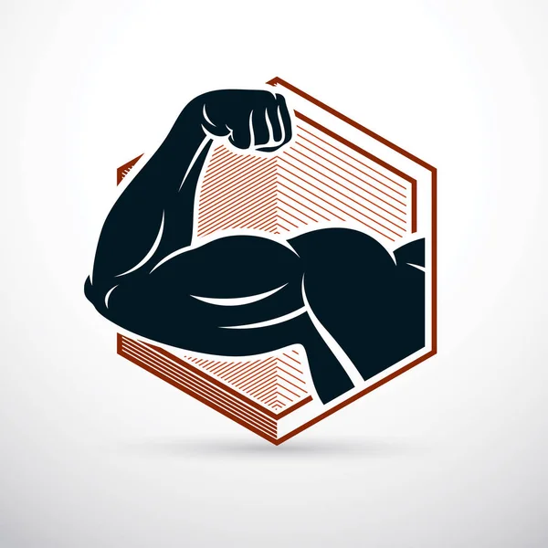 Brazo Muscular Fuerte Ilustración Vectorial Gráfica Atleta Elevación Potencia — Vector de stock