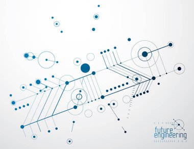 Vektör endüstriyel ve mühendislik geçmişi, gelecekteki teknik planlar. Mekanizmanın soyut planı, mekanik şema. 