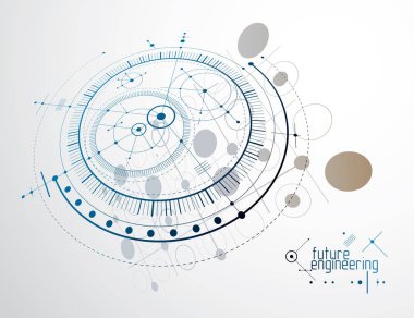 Vektör endüstriyel ve mühendislik geçmişi, gelecekteki teknik planlar. Mekanizmanın soyut planı, mekanik şema. 