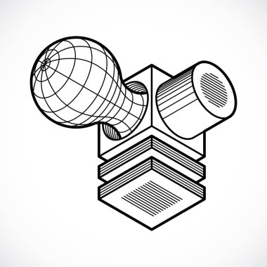 Soyut trigonometrik inşaat, vektör boyutlu tasarım şablonu.