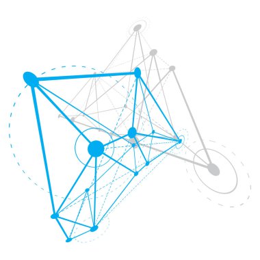 Teknolojik soyut şekil, vektör çokgen şekil. İletişim teknolojileri modern illüstrasyon.