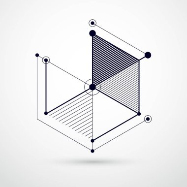 Mühendislik teknolojisi üç boyutlu küp ve çizgilerden yapılmış siyah beyaz duvar kağıdı vektörü. Bal peteklerinden yapılmış mühendislik teknolojisi duvar kağıdı. Soyut teknik arkaplan.