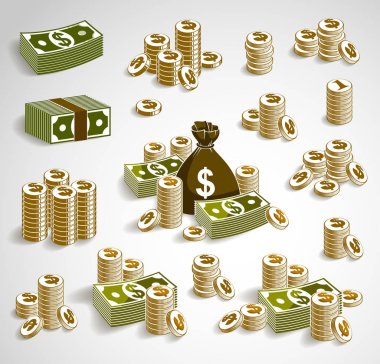 Nakit para para çantası çanta sikke ve banknot d ile natürmort seti