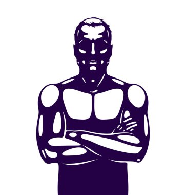 Strong man perfect silhouette with hands crossed on a chest vect vector Strong man perfect silhouette with hands crossed on a chest vect vector