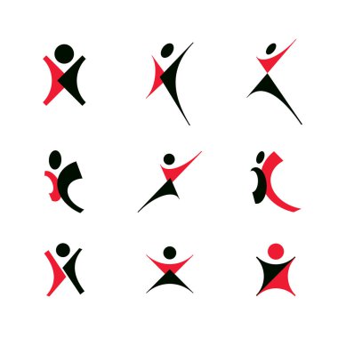 Kaldırdı elleriyle mutlu soyut insan vektör Illustration. İş yenilik simgesi.