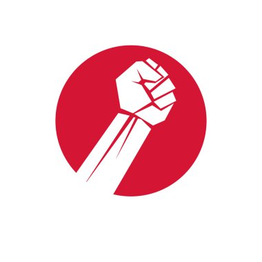 Güçlü bir adam yumruk ile oluşturulmuş vektör çizim. İnsanlar gösteri, onların hakları ve özgürlük için mücadele.