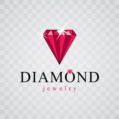 Vektör değerli dekoratif element, çokgen. Lüks elmas amblemi, logoti. Parlak mücevher çizimi.