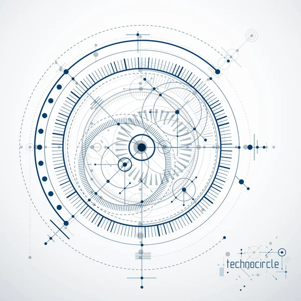 Mérnöki Technológia Vektor Tapéta Készült Körök Vonalak Műszaki Rajz Elvont — Stock Vector