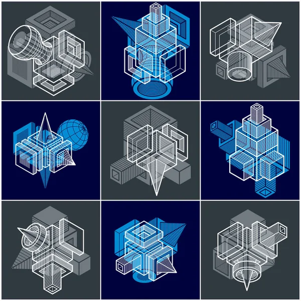 Conjunto Formas Tridimensionales Abstractas Diseños Vectoriales — Vector de stock