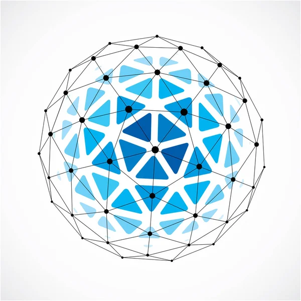 ベクトル デジタル ワイヤ フレーム球体三角形のファセットを使用して作られました ライン メッシュで作成された幾何学的な多角形の構造体 低ポリ 青い格子形 Web デザインで使用するため — ストックベクタ