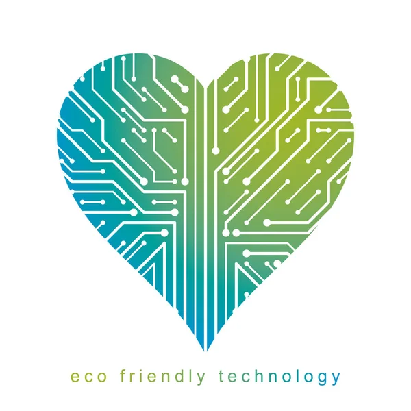 Futuristic Heart Shape Vector Illustration Technology Science Conceptual Design Eco — Stock Vector