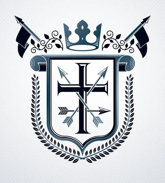 Stemma Araldico Emblema Decorativo Isolato Illustrazione Vettoriale — Vettoriale Stock