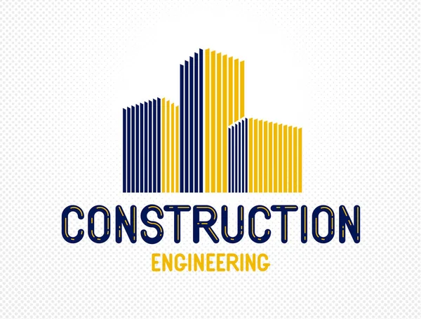 Diseño de construcción del edificio elemento vector logotipo o icono, e real — Vector de stock