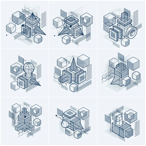 Абстрактный Фон Изометрическими Линиями Векторные Иллюстрации Шаблоны Сделаны Кубов Шестиугольников — стоковый вектор