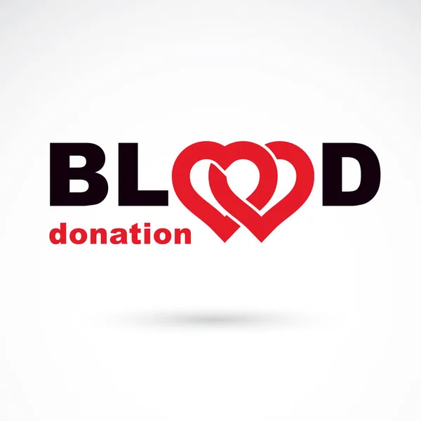 Metafora Donasi Darah Bentuk Hati Dan Tetes Darah Simbol Grafik - Stok Vektor
