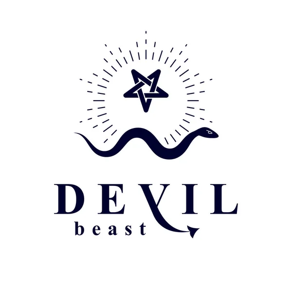 Serpiente Vectorial Creada Con Símbolo Pentáculo Satán Emblema Vectorial Gráfico — Vector de stock