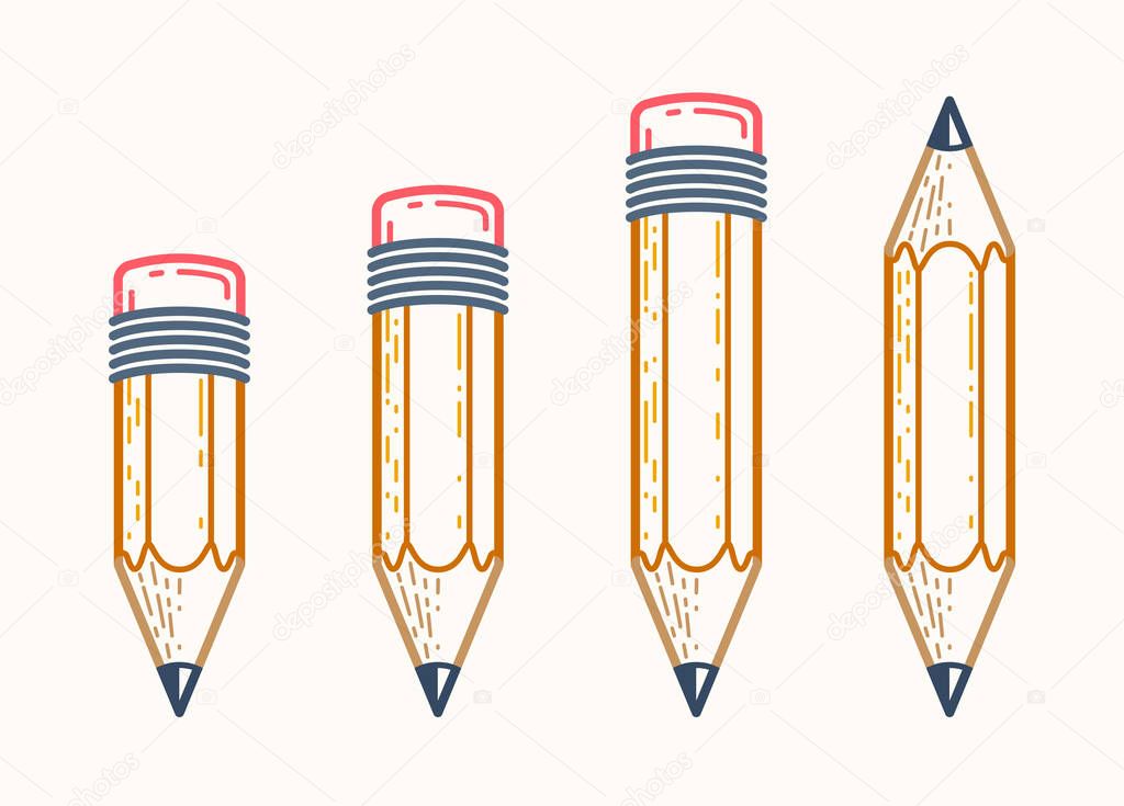 Pencils set vector simple trendy logos or icons for designer or 