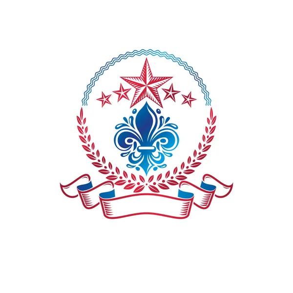 Stars Emblem Ranking Symbol Heraldic Coat Arms Decorative Logo Isolated — Stock Vector