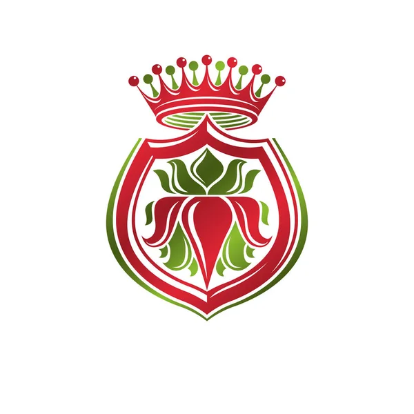 Винтажный Геральдический Герб Созданный Императорской Короной Королевским Символом Цветов Лилии — стоковый вектор