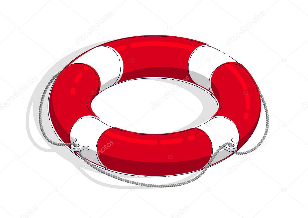 Life buoy isolated on white background, Lifebelt, Lifesaver, vector 3d illustration in cartoon style.
