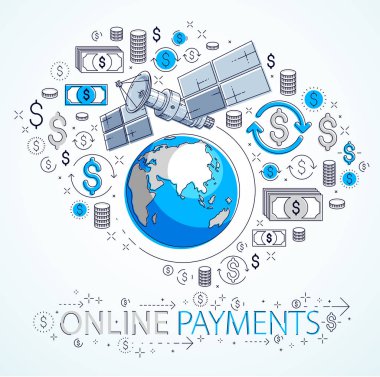 Seyyare yerküre ve uydu yörünge uçuş simge seti ile uçan, 