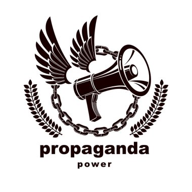 Hoparlör ekipmanı surround ile oluşan vektör kanatlı logo