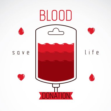 Kan bağışı için hazırlanan kan damlalık vektör çizim