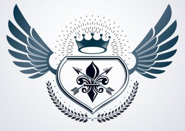 Kartal wi ile oluşan vintage dekoratif heraldik vektör amblemi
