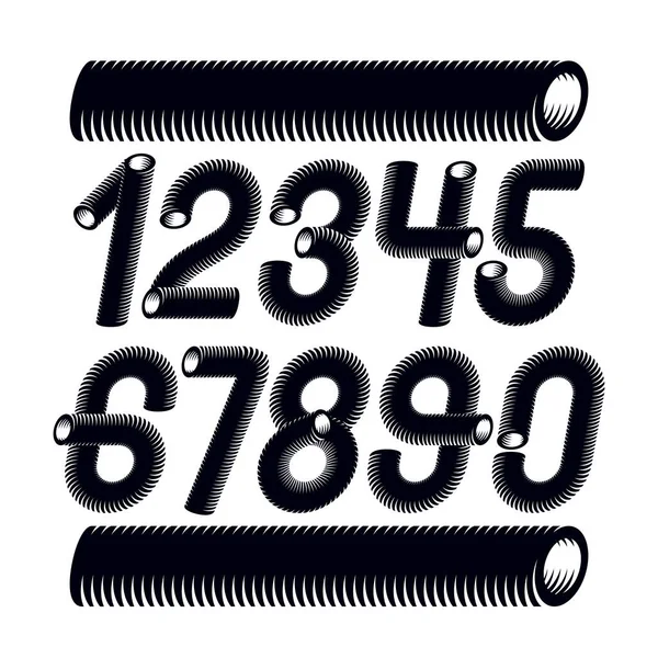 トレンディなベクトル数字のコレクション。現代ファンキー斜体番号f — ストックベクタ