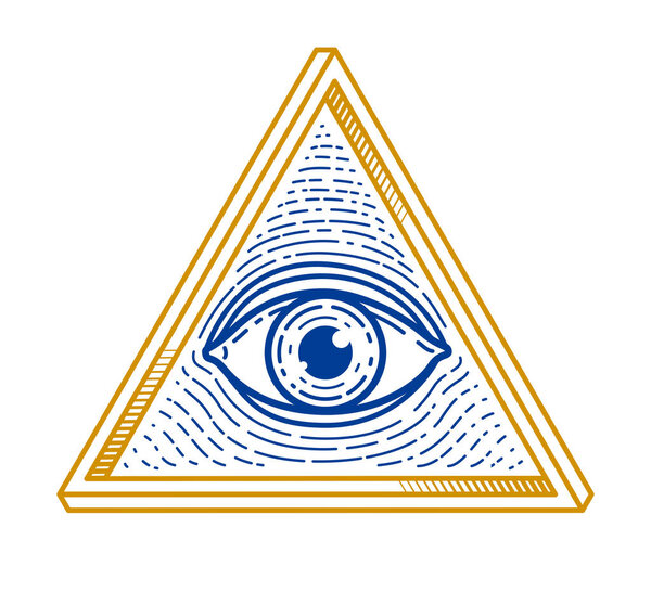 All seeing eye of god in sacred geometry triangle, masonry and i