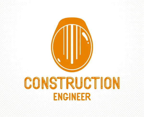 Logotipo do engenheiro ou ícone com capacete de segurança amarelo, industr elegante — Vetor de Stock