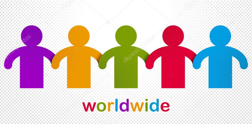 Worldwide people global society concept, different races solidar