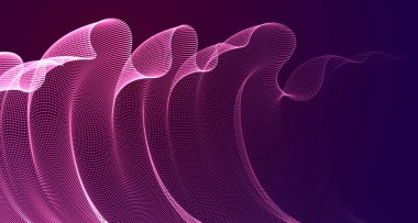 3d sihirli parçacıklar karanlık üzerinde örgü dizisi, şeffaf tül texti
