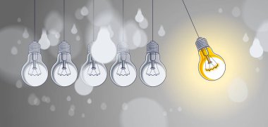 Ampul Newton beşik sarkacı fikri, vektör illüstrasyonu.