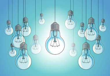 Güzel ampuller ile tek bir parlaktı illüstrasyon vektör