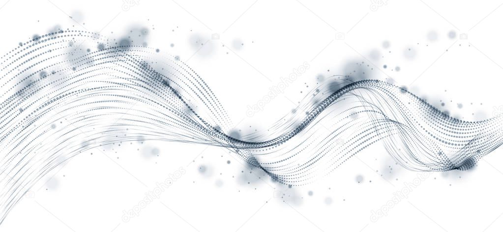 Vector abstract background with wave of flowing particles, smoot