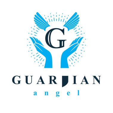 Koruyucu melek vektör kavramsal amblemi cateches kullanım için en iyi