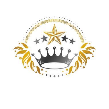 Imperial Crown amblemi. Hanedan arması, vintage vektör günlüğü