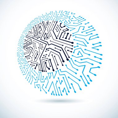 Vektör soyut teknoloji resimde daire ile devre bo