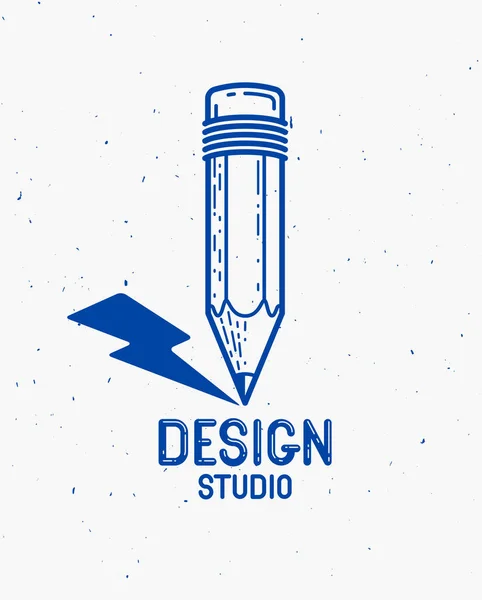 Bleistift mit Blitz-Vektor einfaches trendiges Logo oder Symbol für — Stockvektor