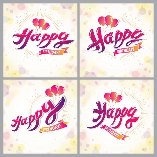 Happy Birthday vector designs for greeting cards set. Includes b — Stock Vector