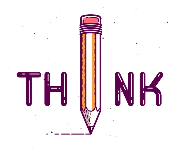 Pensez mot avec crayon au lieu de la lettre I, idées et remue-méninges — Image vectorielle