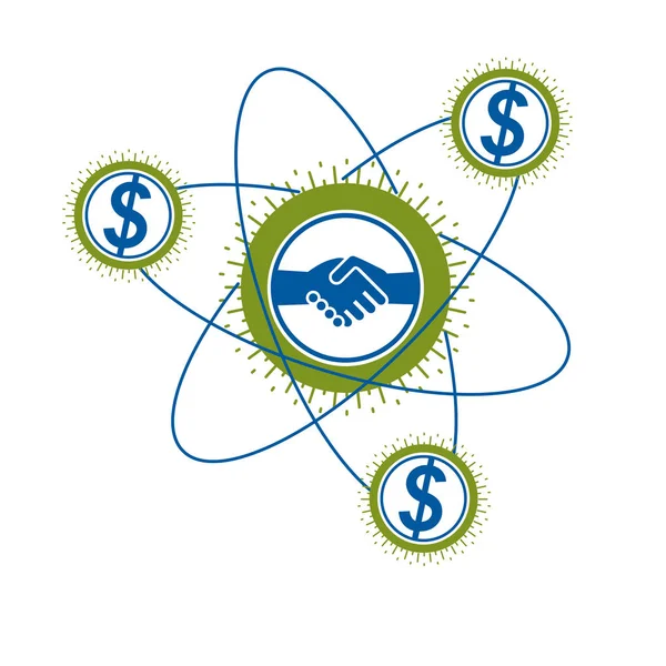 Logo créatif d'entreprise réussi, signe de poignée de main, conception vectorielle — Image vectorielle