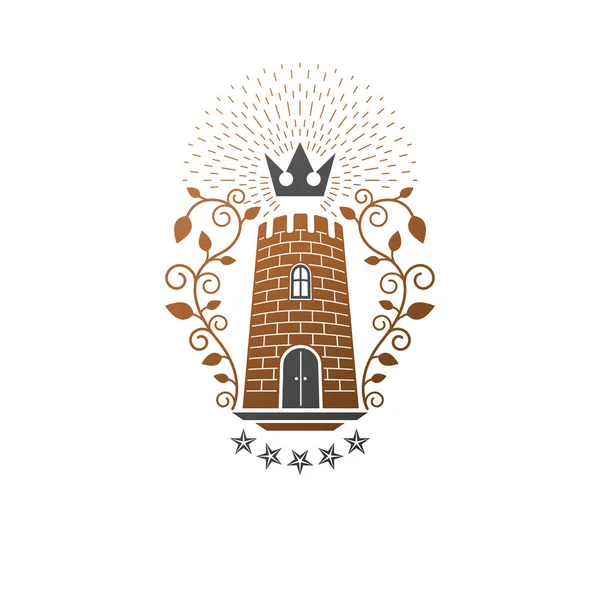 Oude Fort embleem. Heraldische wapen decoratieve logo isola — Stockvector